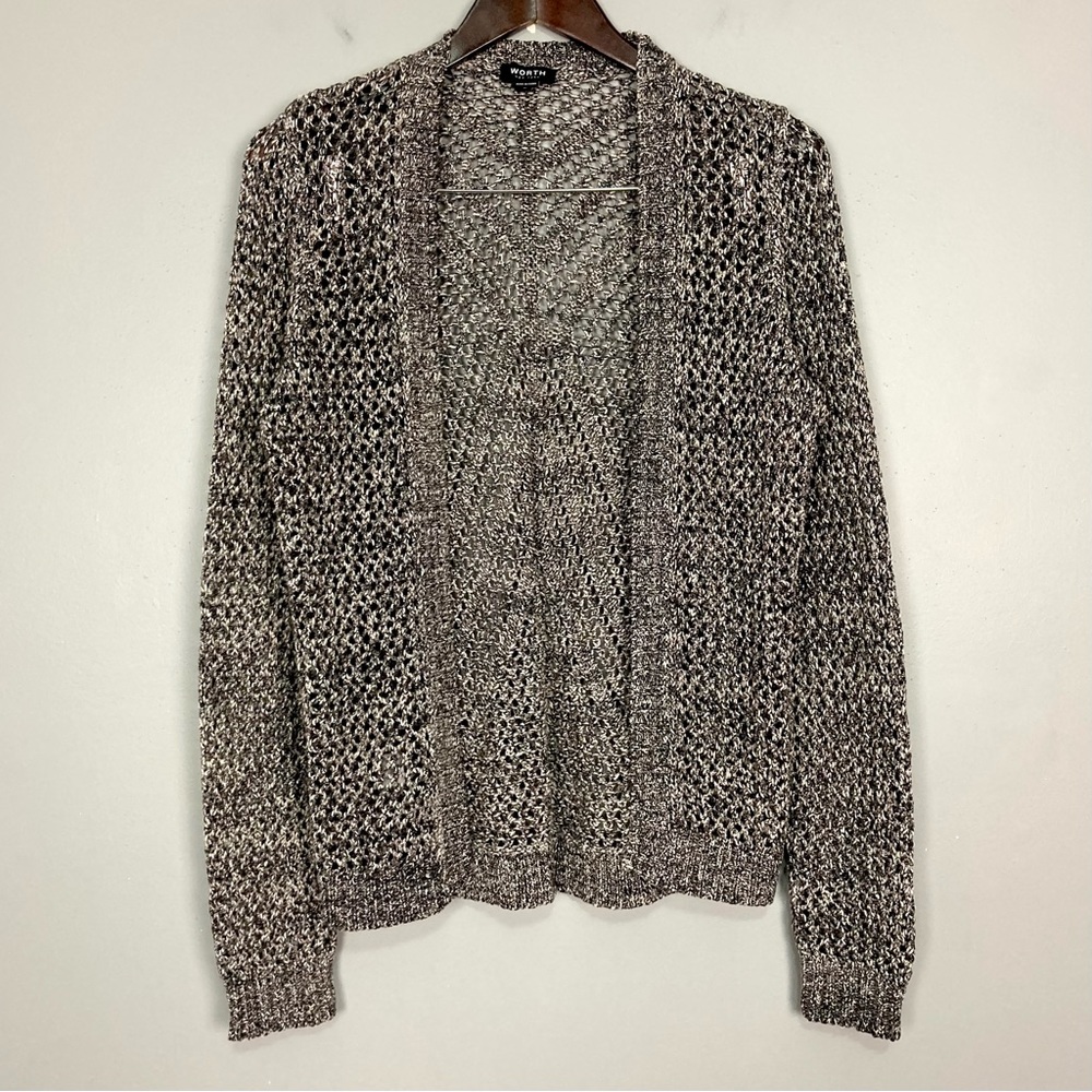 Worth Open Knit Cardigan Sweater Women’s Size M Shaker Knit Lightweight Boho